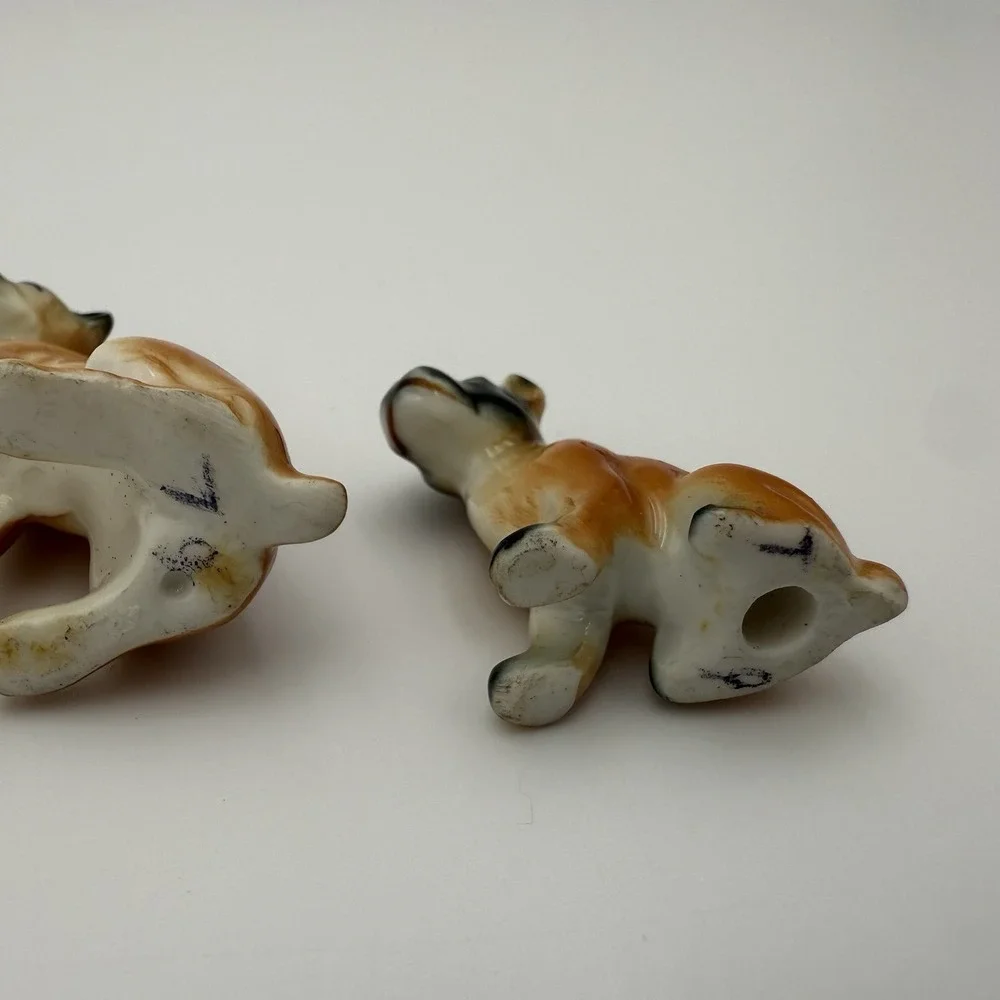 Miniature Bone China Boxer Family‎ Figurines Dog Puppies Vtg Figurines Set of 2